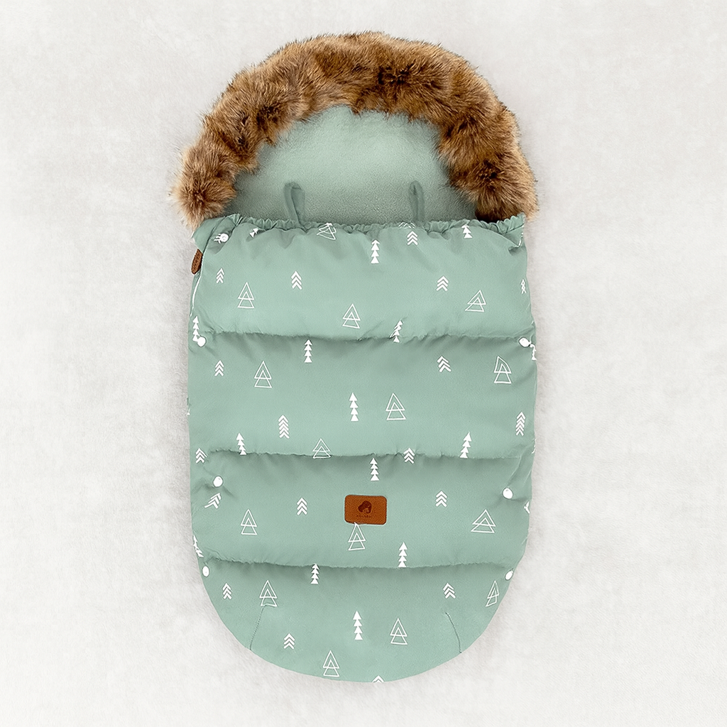 chancelière vert avec fourrure