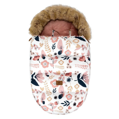  "Chancelière bébé CozyWinter motif fleurs colorées pour poussette"