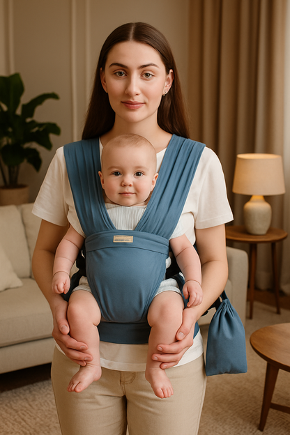 Echarpe-de-portage-maman-bebe-dans-le salon-