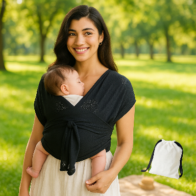 Echarpe de pportage mamman et bebe dans le parc 