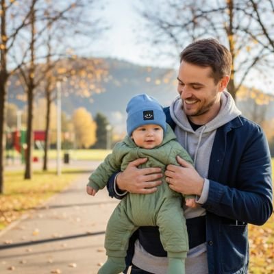nnet bleu bebe avec papa