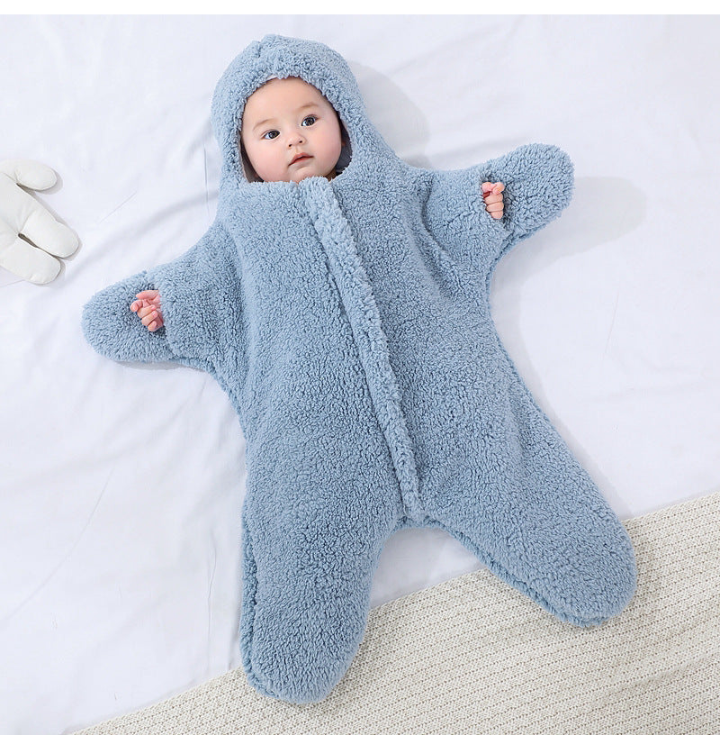 Bébé-combinaison-étoile-de-mer-bleu-avec mains 