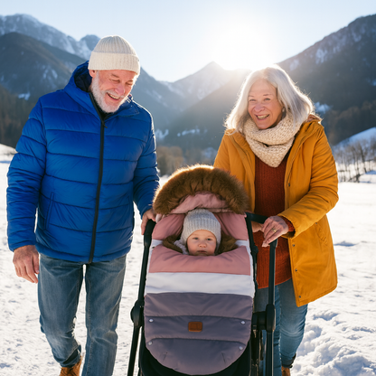 bebe-dans-poussette-avec-grands-parents-promenade-hiver-neige-vallee-ensoleillee-pink-wjote-grey