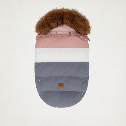 chancelière rose blanc et jaune avec col fourrure 