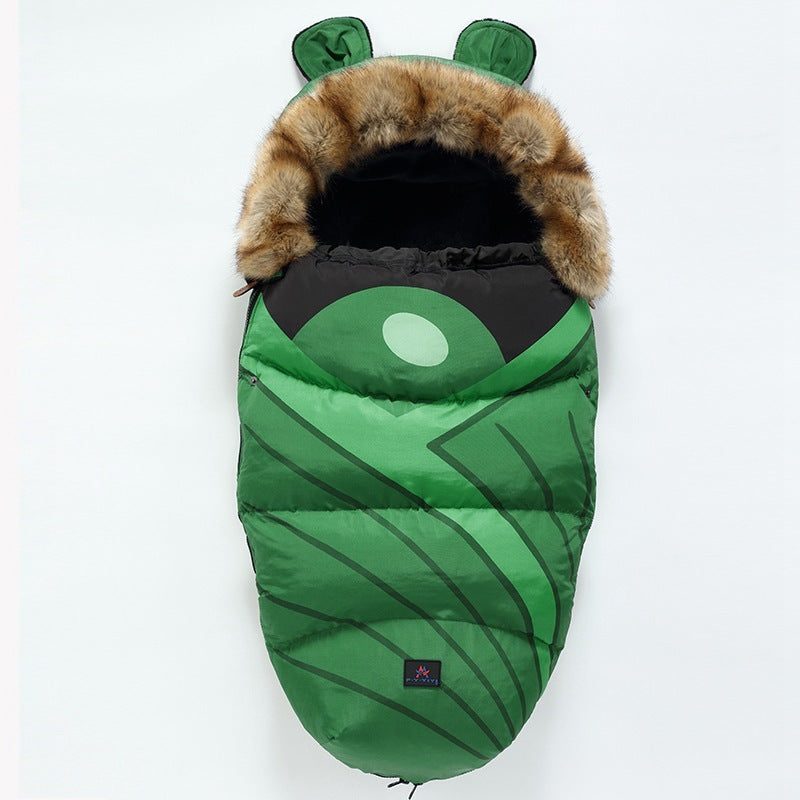 chanceliere-petite-feuille-verte-bebe-hiver-avec-fourrure