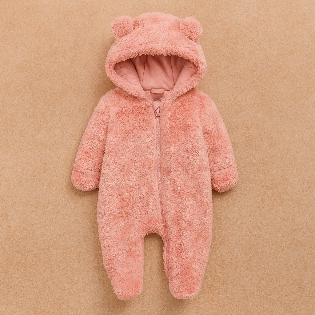 combinaison-bebe-hiver-rose-ultra-douce-avec-capuche-oreilles-ourson