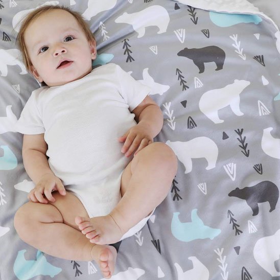 Couverture bébé avec image ours blanc et noir 