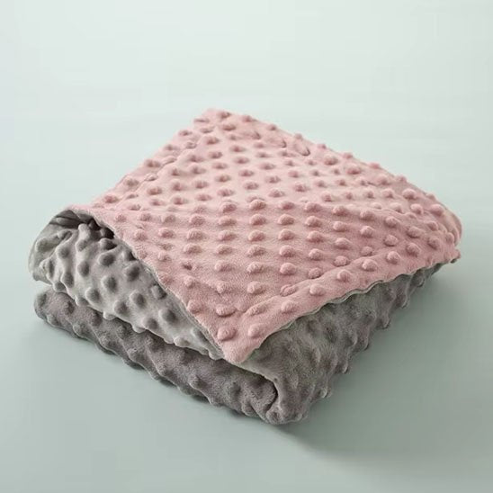 Couverture bébé plier couleur rose et grise 