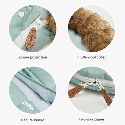 détails-chancelière-bebe-zip-velcro-fourrure-vert