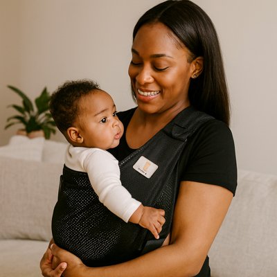 Echarpe de portage  noir maman ave bebe