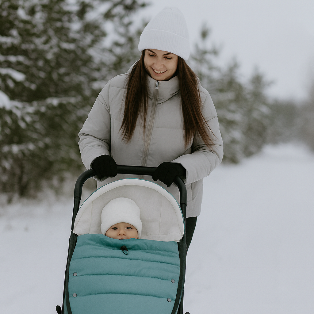 maman-bebe-poussette-neige