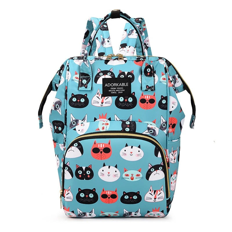 sac a dos a langer tête de chat noir rouge blanc 