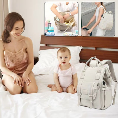 Sac a dos -a- langer | Élégance Pratique - Monde Poussin maman et bebe sur le lit 
