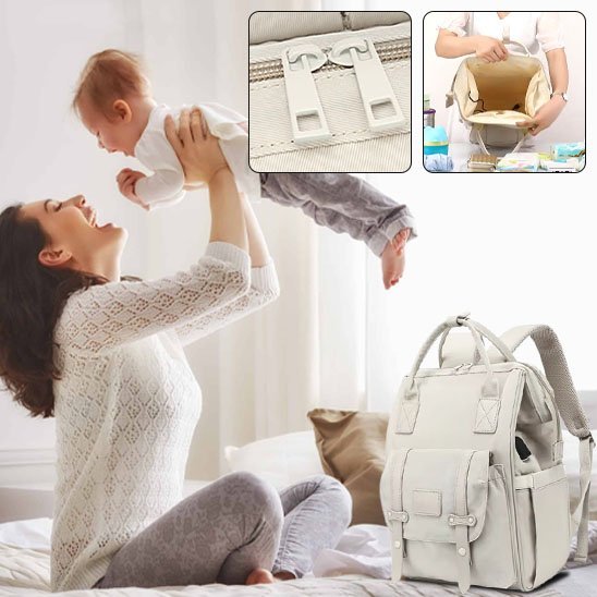 Sac  a dos a  langer | Élégance Pratique - Monde Poussin maman avec bebe et 3 modeles de photo sac ouvert 
