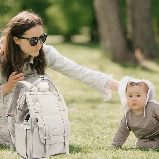 Sac à langer | Élégance Pratique - Monde Poussin maman avec bebe dans un parc