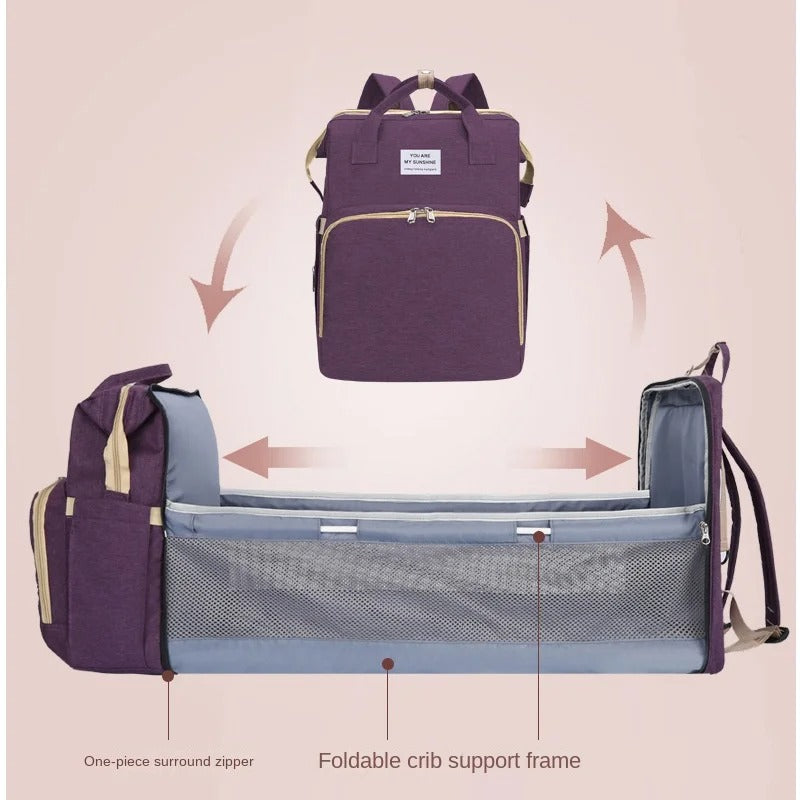 sac a dos a langer modèle ouvert couleur mauve 