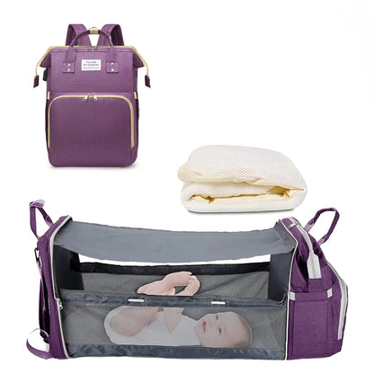 sac a dos a langer 3 en 1 avec cle usb mauve