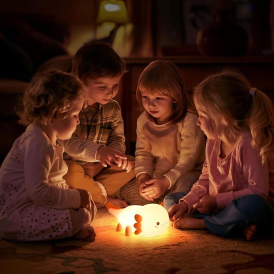 Veilleuse bébé  4 enfants autour 
