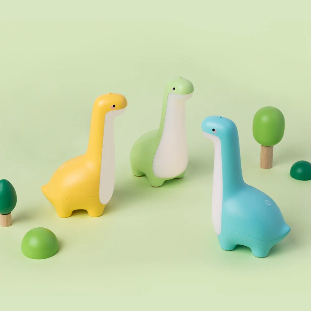 veilleuse bébé dinosaure couleurs jaune vert bleu lampe nuit enfant sans fil rechargeable