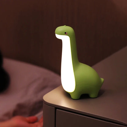 veilleuse bébé dinosaure verte lampe de nuit enfant sans fil sur table de chevet